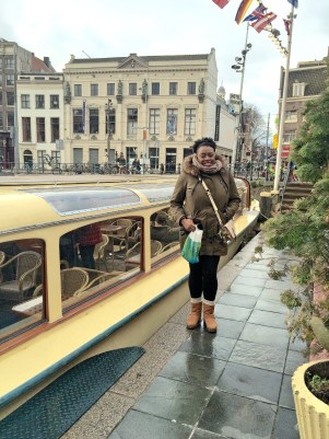 Me posing by the boat that took us on the canal tour