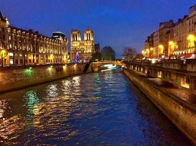Notre Dame and River Seine at night