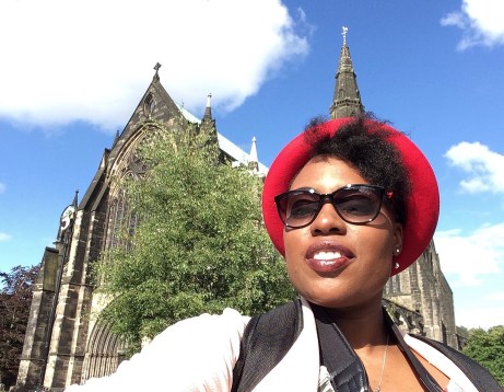 Me outside St Giles Cathedral in Glasgow, Scotland