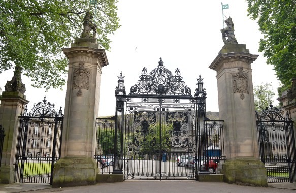The gates of The Palace of Holyroodhouse, Edinburgh, Scotland