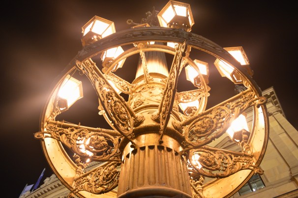 Light at Prague Opera House at Night, Czech Republic