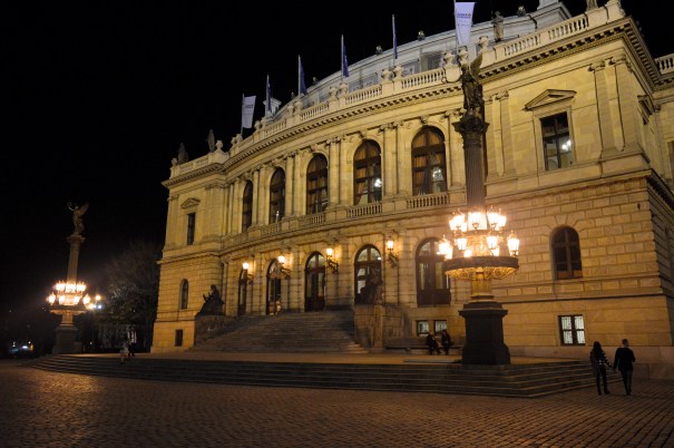 Prague Opera House at Night, Czech Republic